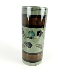 Vintage Vase, Tonala Mexico Art Pottery Gray Tube Shape. Mid-Century Modern