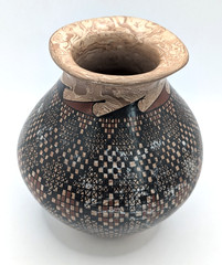 Handmade Lazaro Ponce Signed Mata Ortiz Geometric Polychrome Pottery Bowl Vase