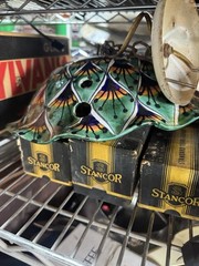 Hand Crafted Mexican Art Pottery Lamp Shade Blues Greens Talavera ? 9″ d x 4″