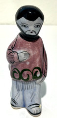 Mexican Single Tonala Pottery Figurine, Nativity Joseph? 4 3/4 Inch Hand Painted
