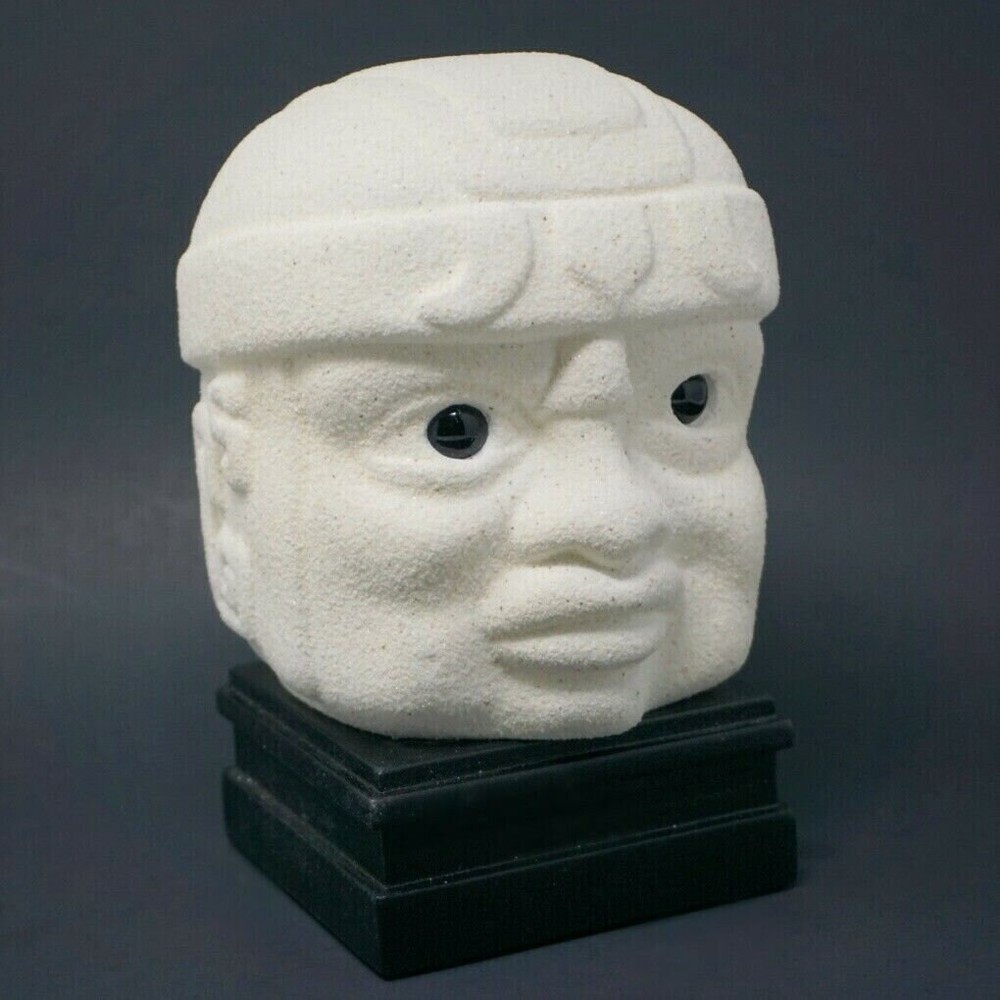 Handmade Maya Olmec Head Modern Art