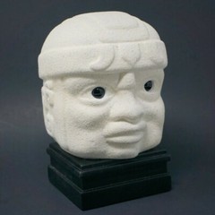 Handmade Maya Olmec Head Modern Art