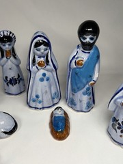 Vintage Estate 14 Piece Tonala Folk Art Mexican Pottery Nativity Set