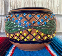 Mexican Ceramic Flower Pot Planter Folk Art Pottery Handmade Talavera #11