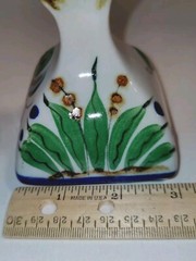 Mexican Pottery Bud Vase Small Signed Mex Reyna Hand Painted Floral Art Mexico