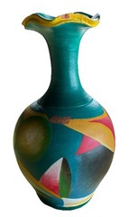 Signed Hand Painted Studio Pottery Vase Abstract Modern Ceramic Art