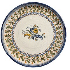 Talavera Espana Hand Painted Plate Blue Green Yellow Floral Flowers 6.75” D