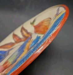 1930s Mexico Folk Art Hand Painted Wall Plate Bird Floral 12½”