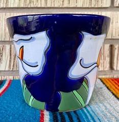Lg Mexican Ceramic Flower Pot Planter Folk Art Pottery Handmade Talavera #7