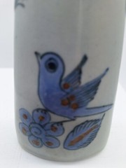 Shaker Tonala Mexican Pottery Art 8 hole Shaker Blue Bird Vtg Single