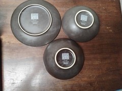 Vintage Table top Navajo hand painted 1 plate 2 bowls mountains hills sun