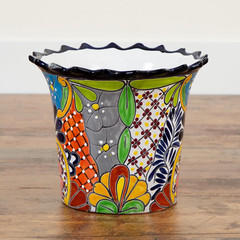 10-In X 12-In Handcrafted Mexican Talavera Ceramic Planter – Vibrant Hand-Painte