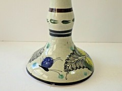 Vintage Cat Tonala Mexico Hand Painted Terra Cotta Single Tapered Candle Holder