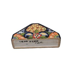 Handmade Authentic Mexican Talavera Ceramic Napkins Holder Vibrant Floral Patter