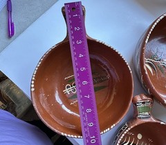 Vintage Mexico Red Clay Hand Painted Nesting Bowls SET OF FOUR (4)
