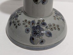 Ken Edwards Mexican Pottery Single Candle Stick – Signed Vintage Blue Florals