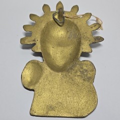 Peruvian Brass Sun God Figure Wall Hanging Wall Decor Hanging, Green Eyes