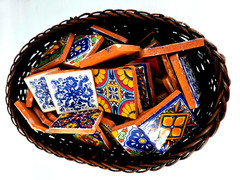 Set 10 Mexican Talavera Pottery Decorative 2-inch TERRACOTTA TILES Mexico Signed
