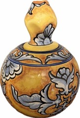 Talavera Style Hand Painted Mexican Table Top Torch Oil Lamp Ceramic 11″ No Wick