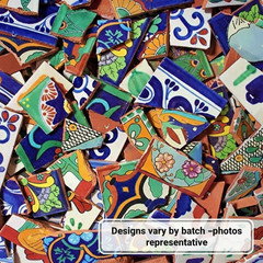 Handmade Mexican Talavera Tile Mix – 10 lbs of Unique Designs