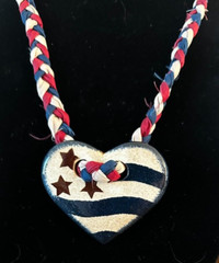 Heart Necklace Clay Handmade Rope Necklace with Heart & Stars Earrings