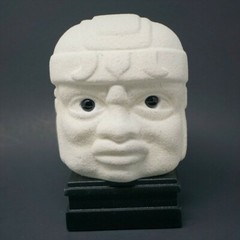 Handmade Maya Olmec Head Modern Art