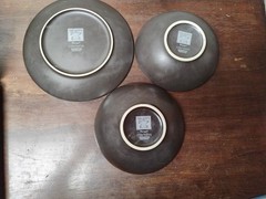 Vintage Table top Navajo hand painted 1 plate 2 bowls mountains hills sun