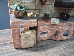 Mexican Bique Kitchen Traditional Diorama Miniature Pottery Folk Art Ceramic Vtg