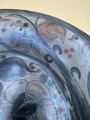 Vtg Tonala Mexico Folk Art Pottery Wall Hanging Plate Birds Squirrel 12” Round