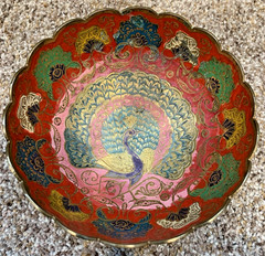3 Brass Cloisonne Decorative Arts. Made In India. 2 Trinket/Jewelry Bowls & Vase
