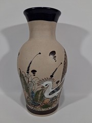 Ken Edwards Tonala stoneware pottery floor vase bird snake butterfly vintage