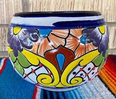 Mexican Ceramic Flower Pot Planter Folk Art Pottery Handmade Talavera #7