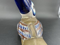 Vintage Handmade Clay Pottery Brass Hand Made Painted Tucan Bird Home Decor