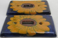 Hand-Painted Mexican PotteryTalavera Sunflower Single Light Switch, Set of 2.