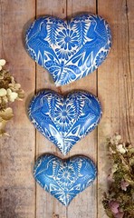 Sm Sz Heart Turquoise & Beige Clay Handmade Hummingbirds Mexican Folk Art Love