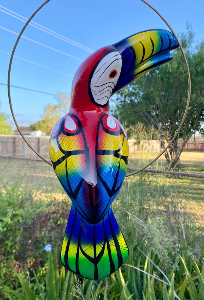 Talavera Bird Handmade Toucan Parrot Ceramic Mexican Pottery Hanging Patio Decor