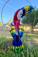 Talavera Bird Handmade Toucan Parrot Ceramic Mexican Pottery Hanging Patio Decor