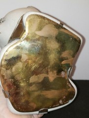Vint Tonala Mexican stretching cat ceramic Figurine decorated with brass scales