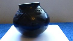 Luis Ortiz Santa Clara NM Pueblo Classic Black on Black hand polished Coil pot