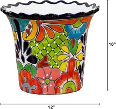 Talavera Ceramic Planter 10×12 Hand-Painted Mexican Drainage Hole Indoor