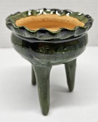 Green Clay Copalero/ Incense Burner Handcrafted In Oaxaca Copalero De Barro