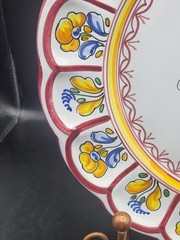 Vintage Set Of 2 Talavera Art Pottery Hand Painted Floral Wall Hanging Plates