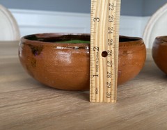 Set of 2 – Fish Folk Art Terracotta Pottery Bowls – 6.5” – Mexico – Signed A.C.