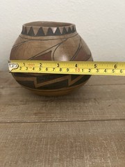 Vintage Mexico Pottery Mata Ortiz Round Bottom Pot Vase Signed 5×5” Wide Mouth