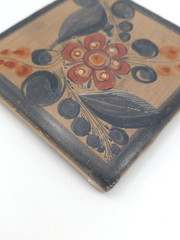 Vintage Barro Bruñido/Burnished Tonala Mexico Floral Tile