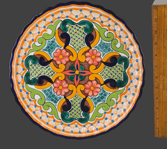 Talavera Pottery Colorful Wall Hanging Platter Serving Tray Table Top Display