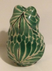 Mexican Pottery Handpainted single Frog Salt Shaker signed approx 3.25″