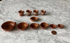 Lot collected handmade clay miniature dishes vase South tea set Central America