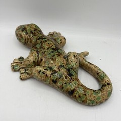 Ceramic Lizard Gecko Decorative Art Cantina Decor Beige Brown Green