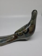 Single Grey Tonala Mexican Art Pottery Bird Hand Painted